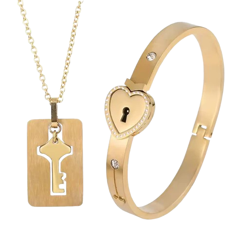 Set de Pareja - Collar Llave y Brazalete Corazón