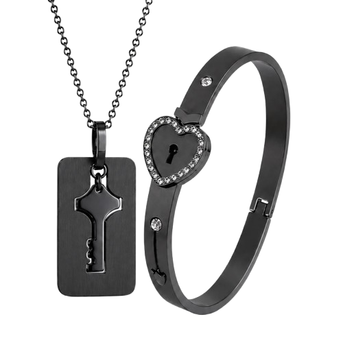 Set de Pareja - Collar Llave y Brazalete Corazón