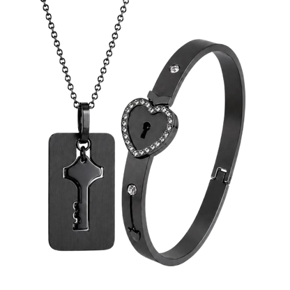Set de Pareja - Collar Llave y Brazalete Corazón