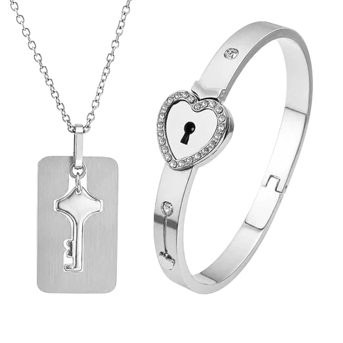 Set de Pareja - Collar Llave y Brazalete Corazón