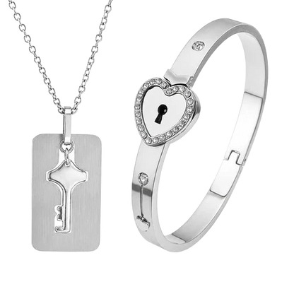 Set de Pareja - Collar Llave y Brazalete Corazón